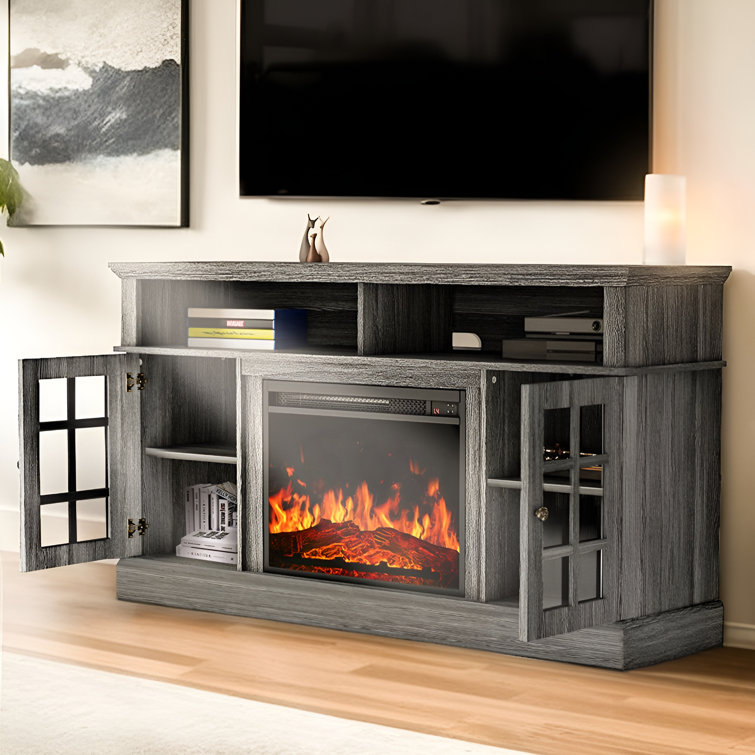 Red Barrel Studio® Fireplace TV Stand for up to 70 inch TVs,Holds up to